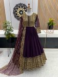 RICH LOOK GEORGETTE EMBROIDERY SEQUENCE WORK GOWN WITH DUPATTA WEDDING WEAR WHOLESALE PRICE ETHNIC GARMENT (3)