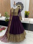 RICH LOOK GEORGETTE EMBROIDERY SEQUENCE WORK GOWN WITH DUPATTA WEDDING WEAR WHOLESALE PRICE ETHNIC GARMENT (3)