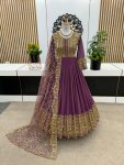 RICH LOOK GEORGETTE EMBROIDERY SEQUENCE WORK GOWN WITH DUPATTA WEDDING WEAR WHOLESALE PRICE ETHNIC GARMENT (6)