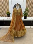 RICH LOOK GEORGETTE EMBROIDERY SEQUENCE WORK GOWN WITH DUPATTA WEDDING WEAR WHOLESALE PRICE ETHNIC GARMENT (8)