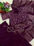 RICH LOOK GEORGETTTE EMBROIDERY SEQUENCE WORK MOTHER DAUGHTER SET FESTIVAL WEAR WHOLESALE PRICE ETHNIC GARMENT (10)