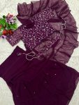 RICH LOOK GEORGETTTE EMBROIDERY SEQUENCE WORK MOTHER DAUGHTER SET FESTIVAL WEAR WHOLESALE PRICE ETHNIC GARMENT (10)