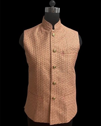 TRADITIONAL JACQUARD WORK JACKET PEACH