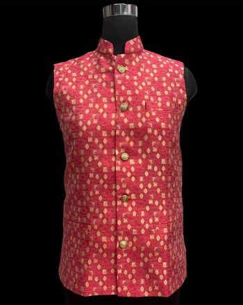 TRADITIONAL JACQUARD WORK JACKET LIGHT RED