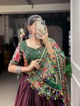 TRENDING BUTTER SILK DIGITAL PRINTED MIRROR WORK LEHENGA CHOLI WITH DUPATTA PARTY WEAR WHOLESALE PRICE ETHNIC GARMENT (1)