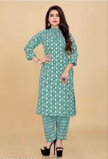 TRENDING COTTON BLEND DIGITAL PRINTED TOP BOTTOM SET SKY