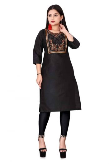 TRENDING COTTON EMBROIDERY WORK TOP WITH BOTTOM BLACK
