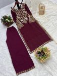 TRENDING GEORGETTE EMBROIDERY SEQUENCE WORK TOP PALAZZO WITH DUPATTA PARTY WEAR WHOLESALE PRICE ETHNIC GARMENT (3)