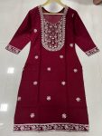 TRENDING RAYON EMBROIDERY SEQUENCE WORK ONLY KURTI PARTY WEAR WHOLESALE PRICE ETHNIC GARMENT (7)