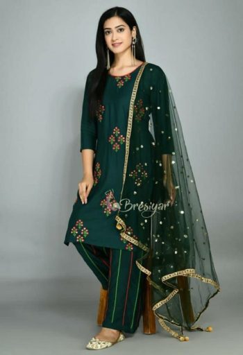 TRENDING RAYON EMBROIDERY WORK TOP PALAZZO WITH DUPATTA GREEN