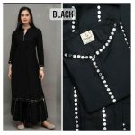 TRENDING RAYON WITH MIRROR WORK KURTI WITH PALAZZO BLACK