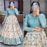 TRENDING SILK PRINTED WEAVING WORK LEHENGA WITH BLOUSE PARTY WEAR WHOLESALE PRICE ETHNIC GARMENT (4)