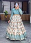 TRENDING SILK PRINTED WEAVING WORK LEHENGA WITH BLOUSE PARTY WEAR WHOLESALE PRICE ETHNIC GARMENT (4)