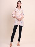 TRENDING SOFT COTTON DIGITAL PRINTED SHORT KURTI WHIITE