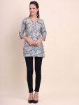 TRENDING SOFT COTTON DIGITAL PRINTED SHORT KURTI GREY