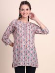 TRENDING SOFT COTTON DIGITAL PRINTED SHORT KURTI WINE