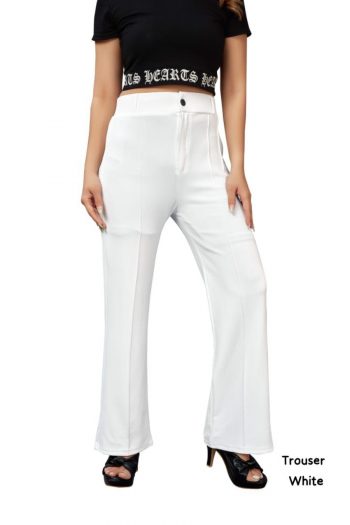 TRENDING VELENTINO LYCRA TROUSER PANT WHITE
