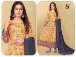 FORMAL WEAR COTTON PRINT GOWN WITH DUPATTA YELLOW