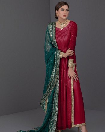 ATTRACTIVE GEORGETTE EMBROIDERY SEQUENCE WORK KURTI PALAZZO WITH DUPATTA MAROON