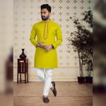 PARTY WERA COTTON SILK MEN'S KURTA WITH PAYJAMA YELLOW