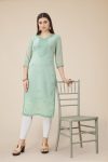 FORMAL WEAR GEORGETTE EMBROIDERY WORK READY TO WEAR ONLY KURTI LIGHT GREEN
