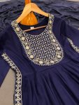 1FANCY RAYON EMBROIDERY WORK TOP BOTTOM WITH DUPATTA PARTY WEAR WHOLESALE PRICE ETHNIC GARMENT (3)