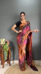 NEW ARRIVAL  RANGOLI SILK PRINTED 1 MINUTE SAREE WITH UNSTITCHED BLOUSE PINK