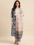 ATTRACTIVE COTTON BLEND PRINTED TOP BOTTOM WITH DUPATTA SKY
