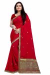 DESIGNER GEORGETTE EMBROIDERY WORK SAREE RED