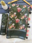 6DESIGNER COTTON DIGITAL PRINTED FLORAL PRINTED SEQUENCE WORK SAREE WITH UNSTITCHED BLOUSE PARTY WEAR WHOLESALE PRICE ETHNIC GARMENT (11)