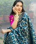 ATTARCTIVE BANARASI SILK WITH GOLD ZARI WEAVING WORK SAREE WITH UNSTITCHED BLOUSE PARTY WEAR WHOLESALE PRICE ETHNIC GARMENT (2)