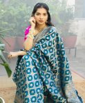 ATTARCTIVE BANARASI SILK WITH GOLD ZARI WEAVING WORK SAREE WITH UNSTITCHED BLOUSE PARTY WEAR WHOLESALE PRICE ETHNIC GARMENT (2)