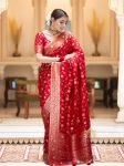 ATTRACTIVE BANARASI SILK BROCADE WITH ZARI WORK SAREE WITH UNSTITCHED BLOUSE FESTIVAL WEAR WHOLESALE PRICE ETHNIC GARMENT (52)