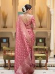 ATTRACTIVE BANARASI SILK BROCADE WITH ZARI WORK SAREE WITH UNSTITCHED BLOUSE FESTIVAL WEAR WHOLESALE PRICE ETHNIC GARMENT (31)