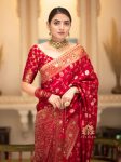ATTRACTIVE BANARASI SILK BROCADE WITH ZARI WORK SAREE WITH UNSTITCHED BLOUSE FESTIVAL WEAR WHOLESALE PRICE ETHNIC GARMENT (52)