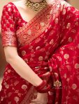 ATTRACTIVE BANARASI SILK BROCADE WITH ZARI WORK SAREE WITH UNSTITCHED BLOUSE FESTIVAL WEAR WHOLESALE PRICE ETHNIC GARMENT (52)