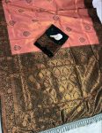 ATTRACTIVE BANARASI SILK COPER AND GOLD ZARI WEAVING WORK SAREE WITH UNSTITCHED BLOUSE FESTIVAL WEAR WHOLESALE PRICE ETHNIC GARMENT (3)