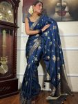 ATTRACTIVE BANARASI SILK GOLD ZARI WORK SAREE WITH UNSTITCHED BLOUSE FESTIVAL WEAR WHOLESALE PRICE ETHNIC GARMENT (17)