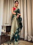 ATTRACTIVE BANARASI SILK GOLD ZARI WORK SAREE WITH UNSTITCHED BLOUSE FESTIVAL WEAR WHOLESALE PRICE ETHNIC GARMENT (2)