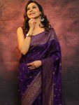 ATTRACTIVE BANARASI SILK WEAVING WORK SAREE WITH UNSTITCHED BLOUSE FESTIVAL WEAR WHOLESALE PRICE ETHNIC GARMENT (9)