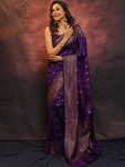 ATTRACTIVE BANARASI SILK WEAVING WORK SAREE WITH UNSTITCHED BLOUSE FESTIVAL WEAR WHOLESALE PRICE ETHNIC GARMENT (9)