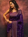 ATTRACTIVE BANARASI SILK WEAVING WORK SAREE WITH UNSTITCHED BLOUSE FESTIVAL WEAR WHOLESALE PRICE ETHNIC GARMENT (9)