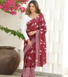 ATTRACTIVE BANARASI SILK WITH THREAD WEAVING WORK SAREE WITH UNSTITCHED BLOUSE PARTY WEAR WHOLESALE PRICE ETHNIC GARMENT (5)