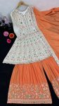 ATTRACTIVE CHINON CHAIN STITCH WITH MIRROR DIAMOND WORK TOP SHARARA WITH DUPATTA FESTIVAL WEAR WHOLESALE PRICE ETHNIC GARMENT (8)