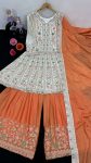 ATTRACTIVE CHINON CHAIN STITCH WITH MIRROR DIAMOND WORK TOP SHARARA WITH DUPATTA FESTIVAL WEAR WHOLESALE PRICE ETHNIC GARMENT (8)