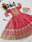 ATTRACTIVE CHINON DIGITAL PRINT EMBROIDERY SEQUENCE WORK KIDS GOWN WITH DUPATTA PARTY WEAR WHOLESALE PRICE ETHNIC GARMENT (5)