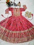 ATTRACTIVE CHINON DIGITAL PRINT EMBROIDERY SEQUENCE WORK KIDS GOWN WITH DUPATTA PARTY WEAR WHOLESALE PRICE ETHNIC GARMENT (5)