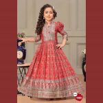 ATTRACTIVE CHINON DIGITAL PRINT EMBROIDERY SEQUENCE WORK KIDS GOWN WITH DUPATTA PARTY WEAR WHOLESALE PRICE ETHNIC GARMENT (5)