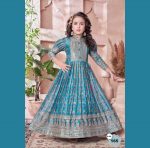 ATTRACTIVE CHINON DIGITAL PRINT EMBROIDERY SEQUENCE WORK KIDS GOWN WITH DUPATTA PARTY WEAR WHOLESALE PRICE ETHNIC GARMENT (6)