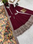 ATTRACTIVE CHINON EMBROIDERY SEQUENCE WORK GOWN BOTTOM WITH DUPATTA PARTY WEAR WHOLESALE PRICE ETHNIC GARMENT (3)